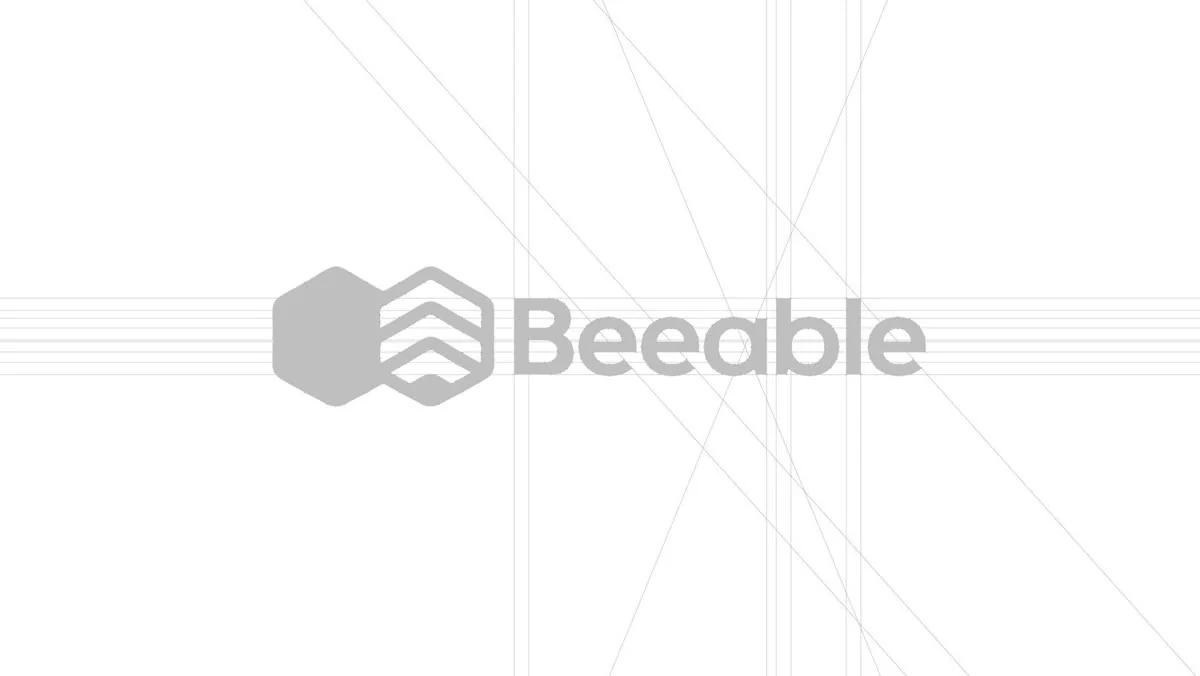 Retícula de construcción del logotipo Beeable.
