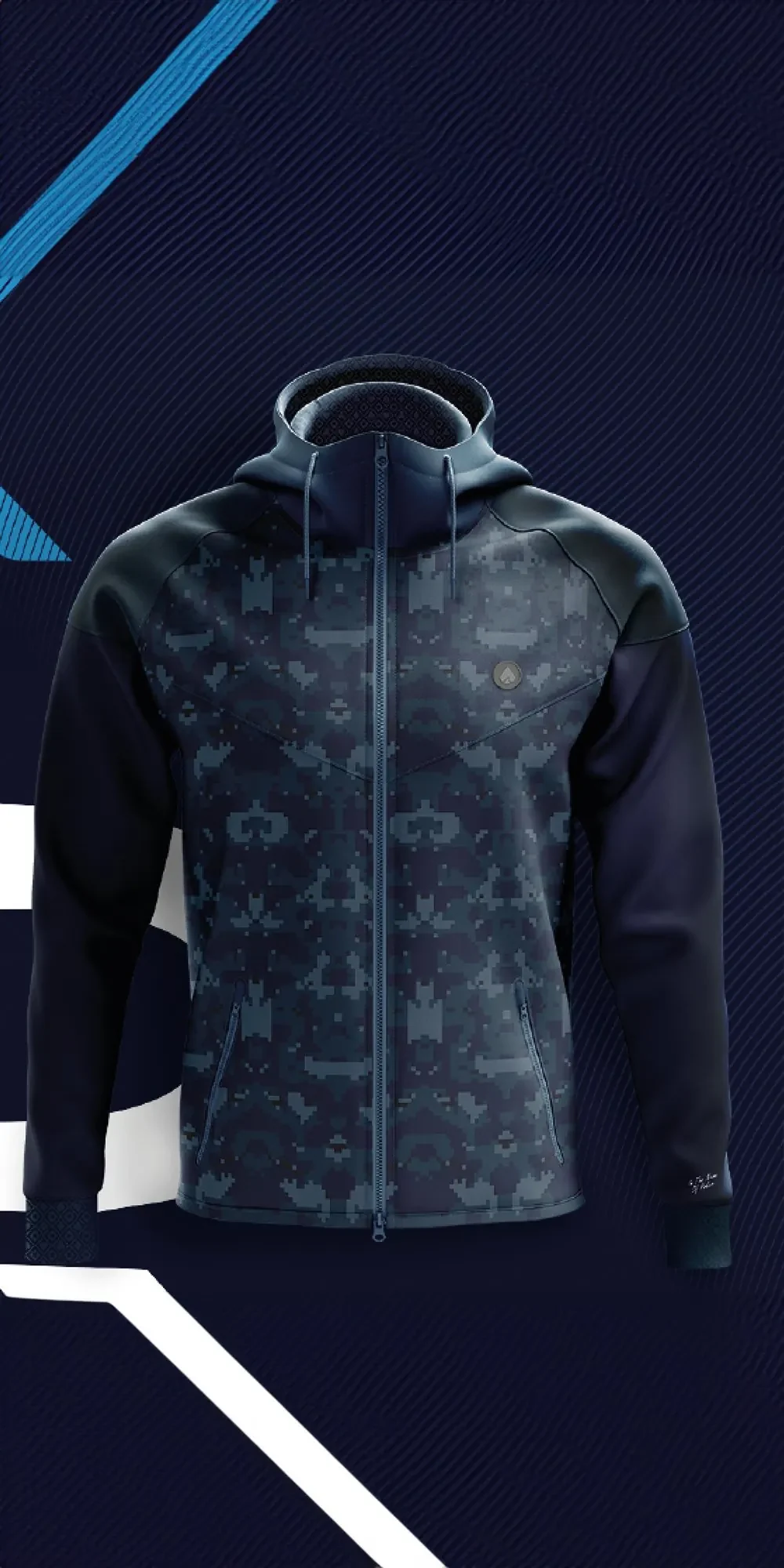 Identidad aplicada a una prenda de merchandising.