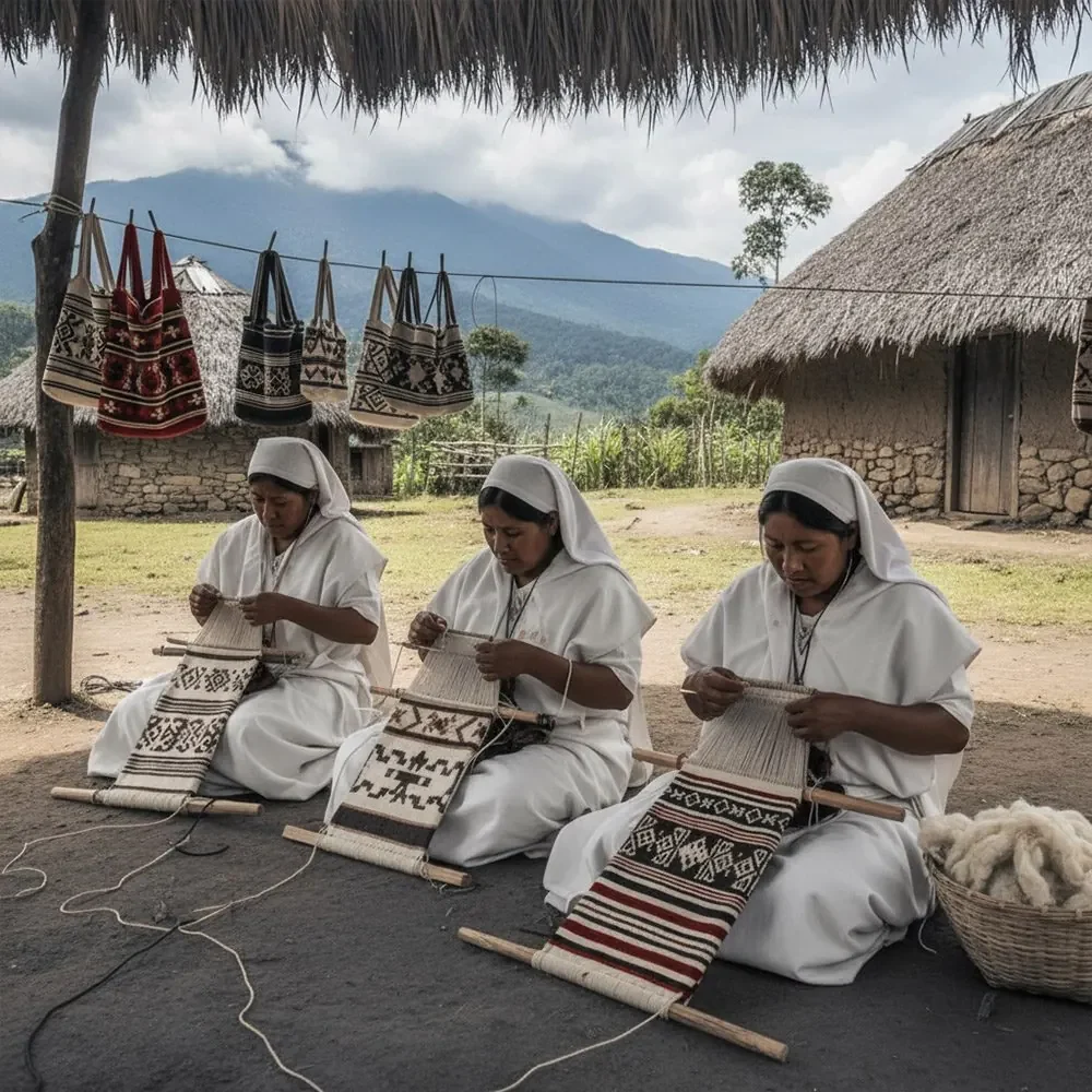 Referencia al tejido artesanal que orienta el concepto.